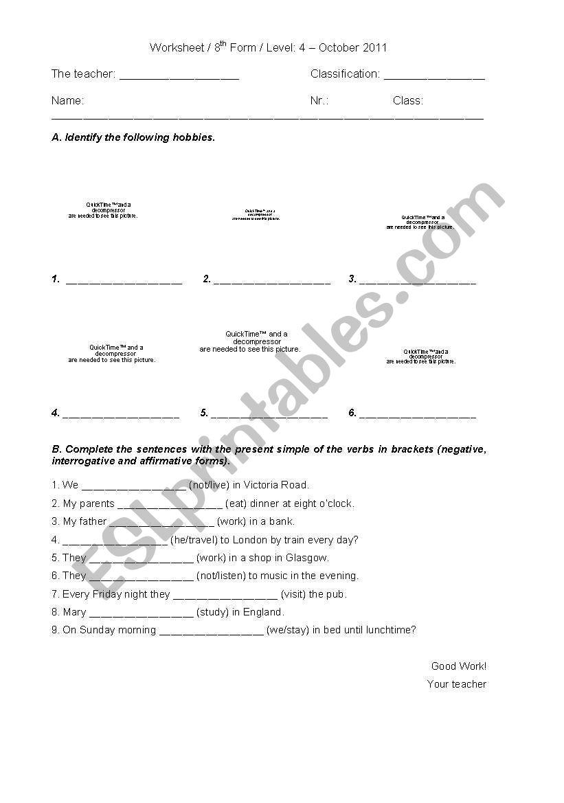 Present Simple worksheet worksheet