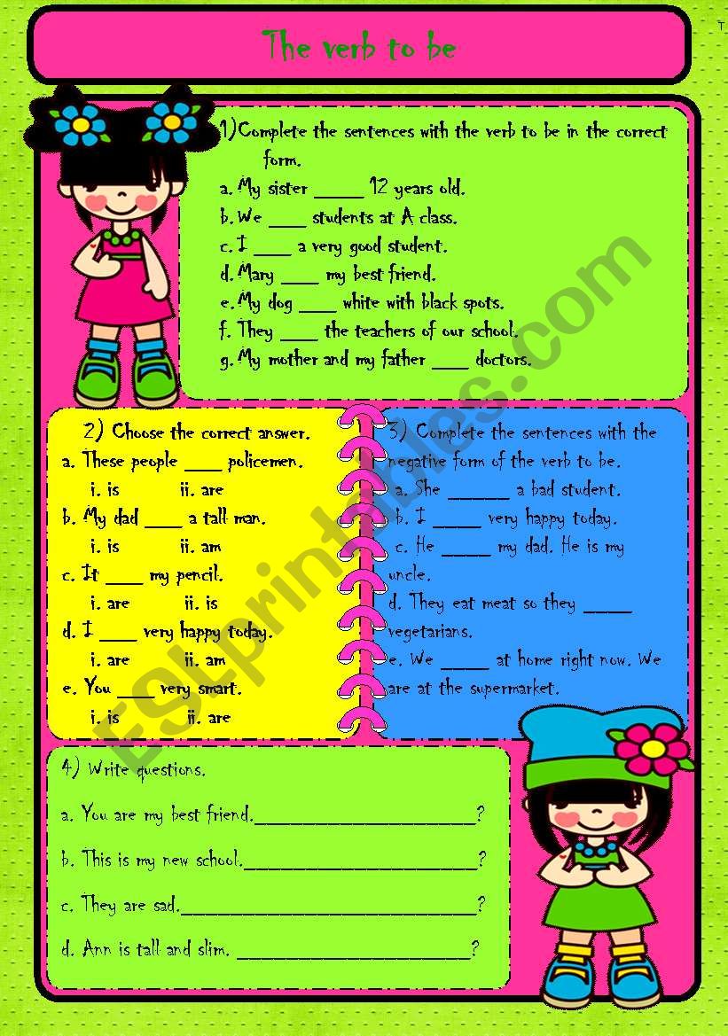 the verb to be worksheet