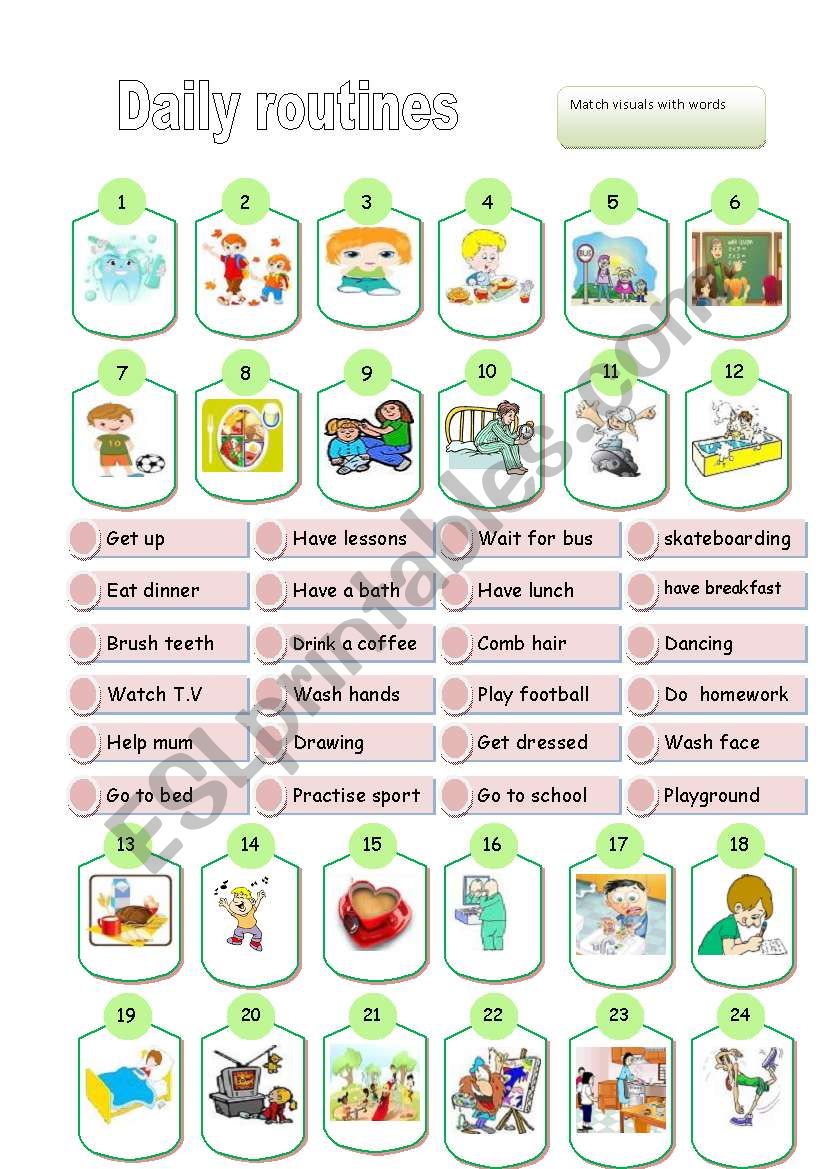 routines:matching worksheet