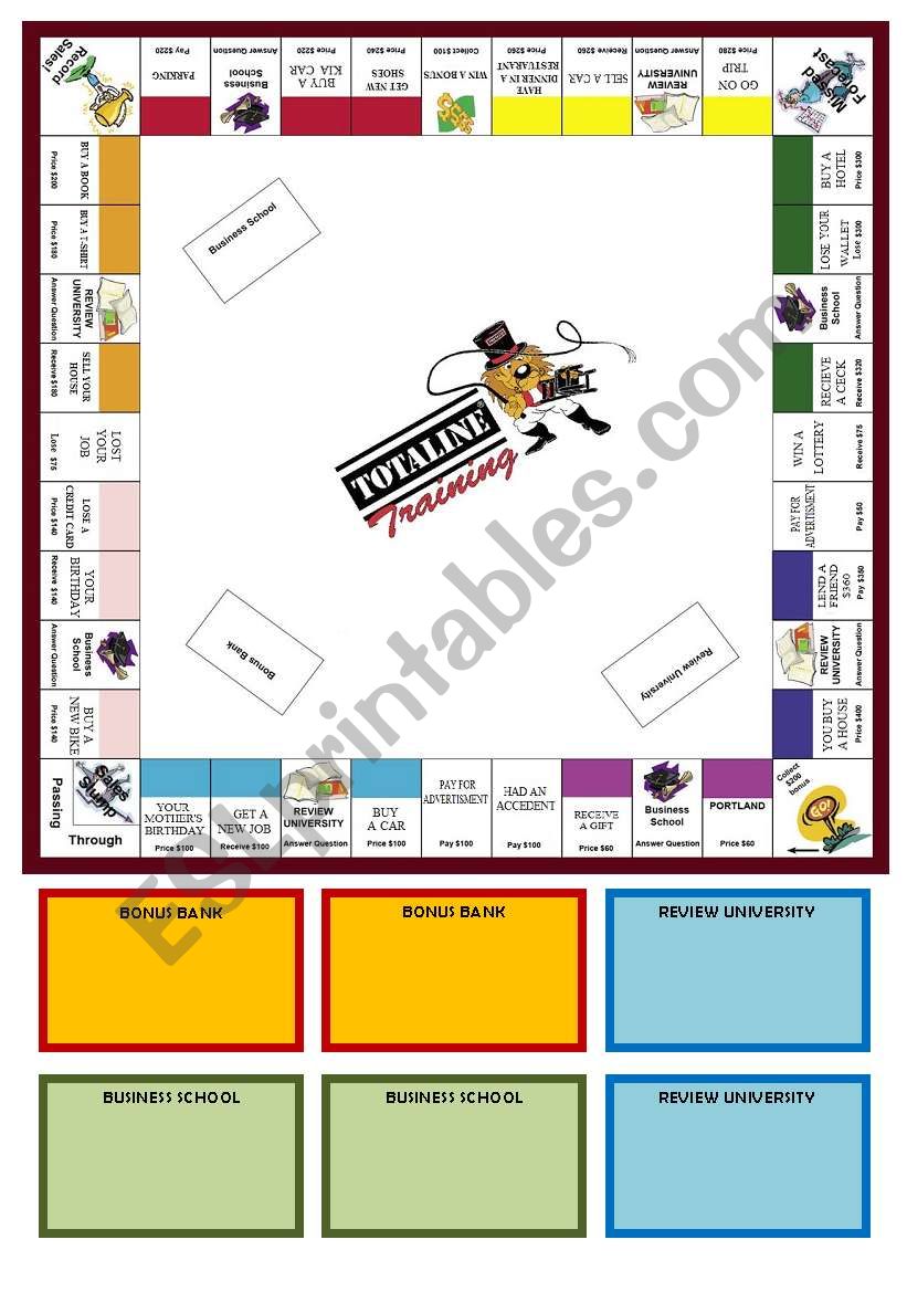 SPEND TO WIN BOARD GAME worksheet