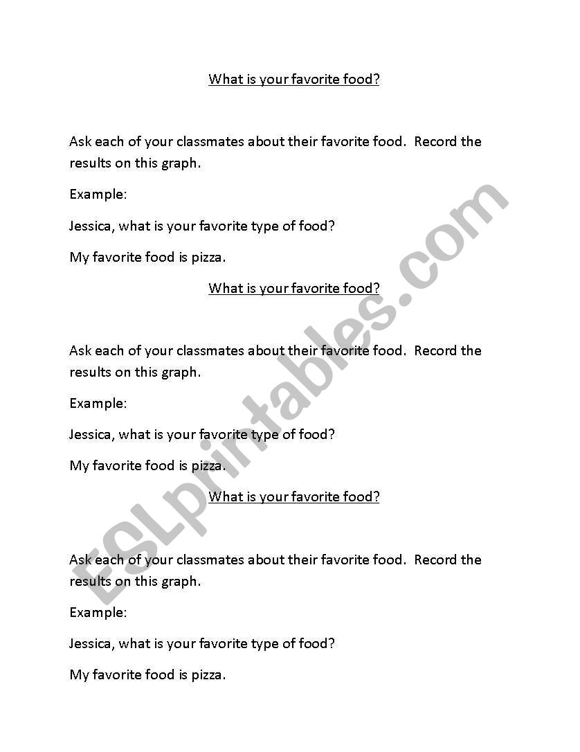 Favorite Foods worksheet