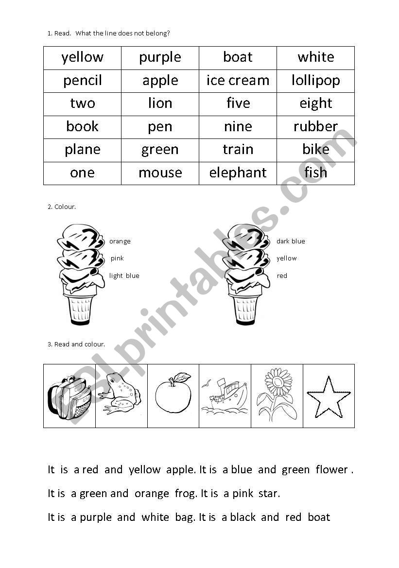 Colours worksheet