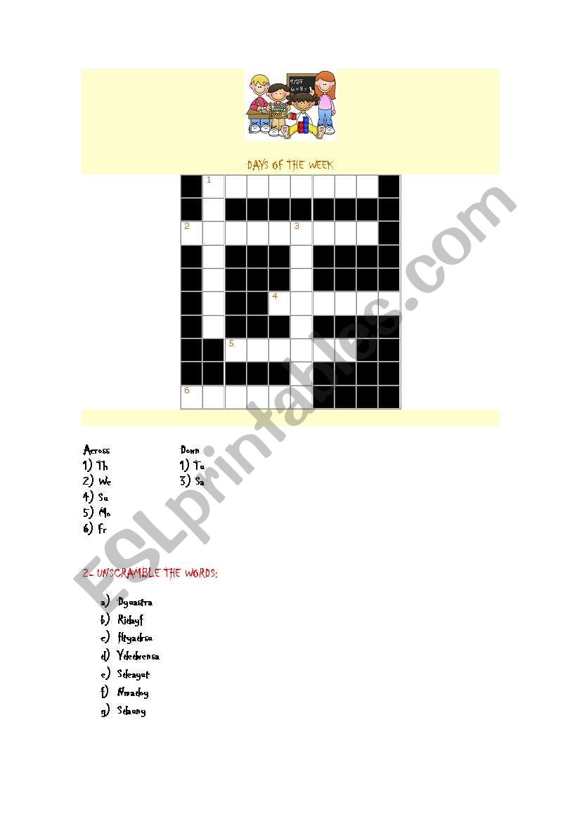 Days of the Week worksheet