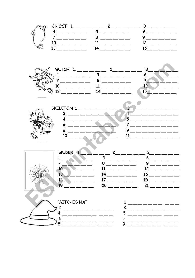 CALIGRAFA HALLOWEEN worksheet