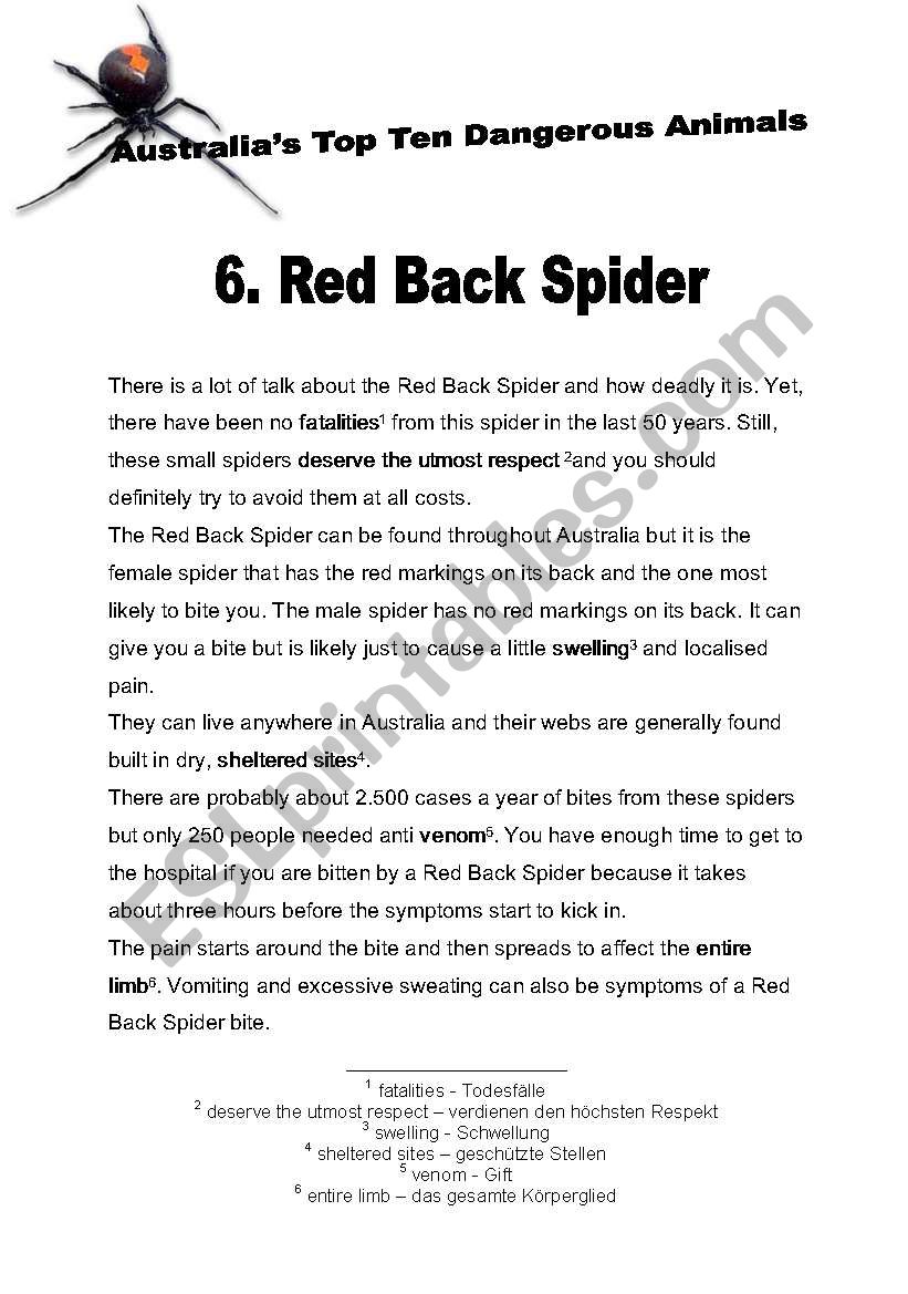 AustraliaÂ´s Top Ten Dangerous Animals Reading Race