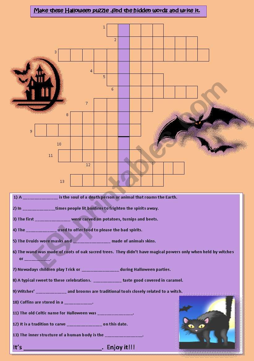 Halloween puzzle worksheet