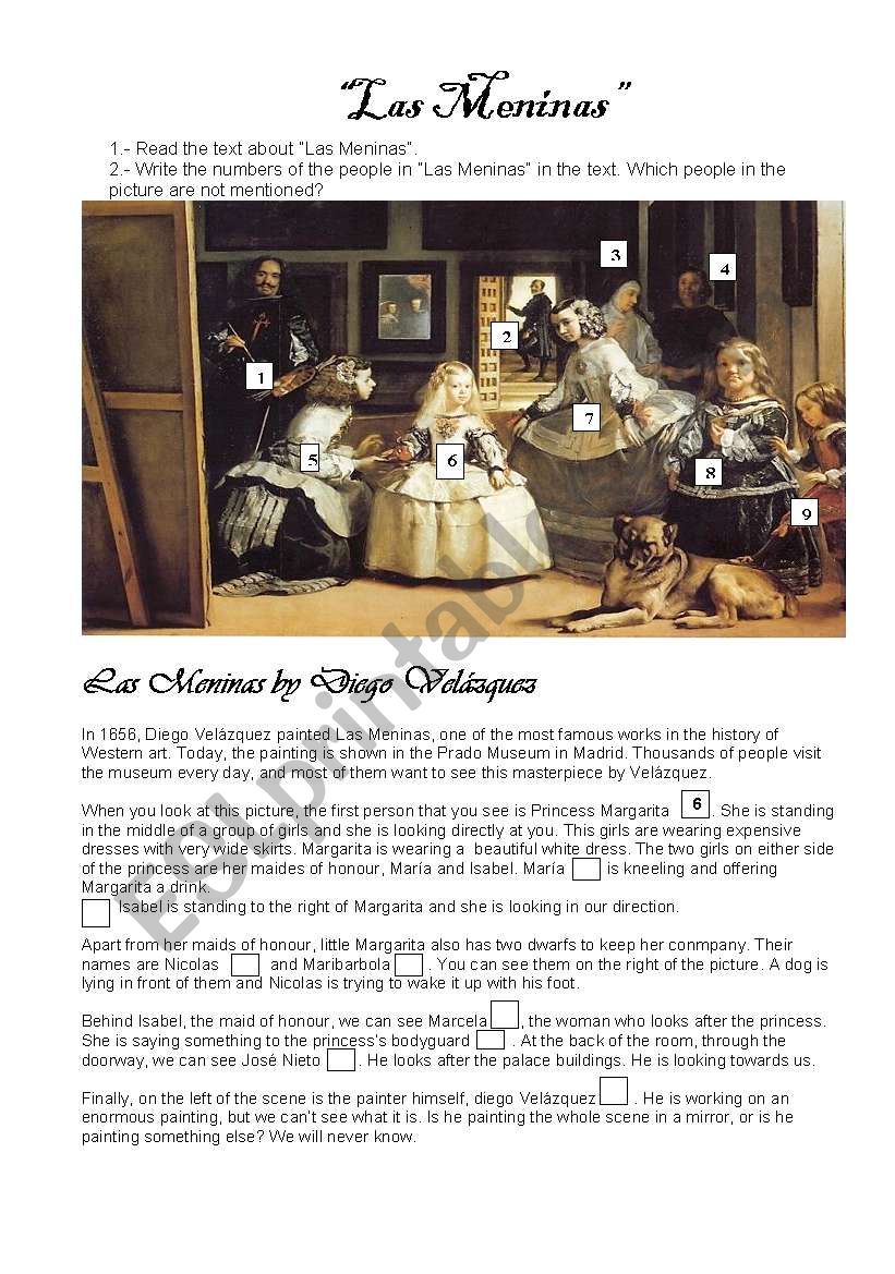 Las Meninas worksheet