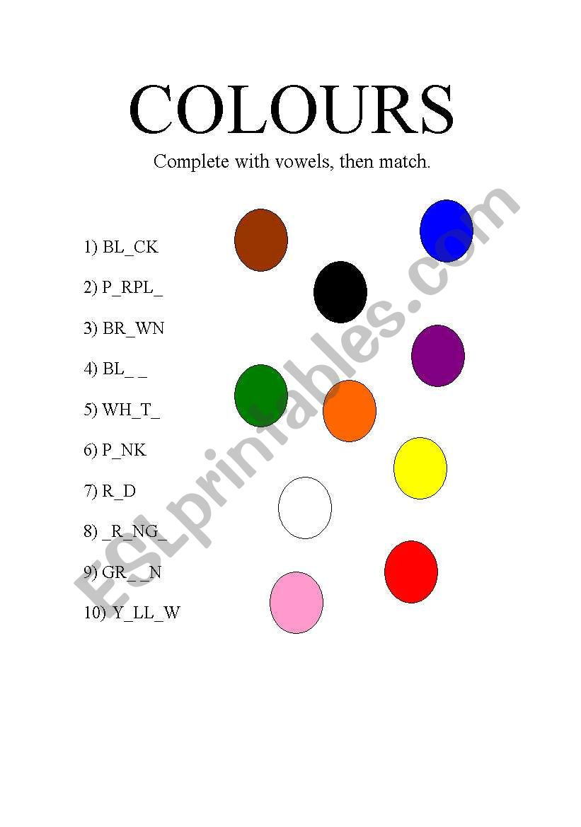 Colours worksheet