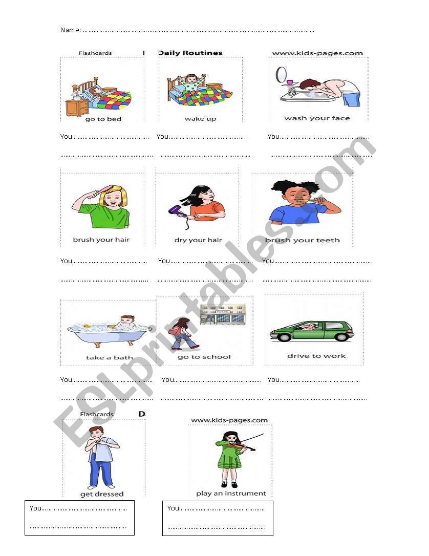 daily routines worksheet