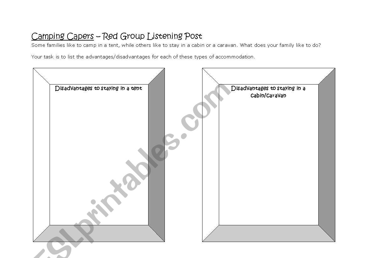 Camping Capers worksheet