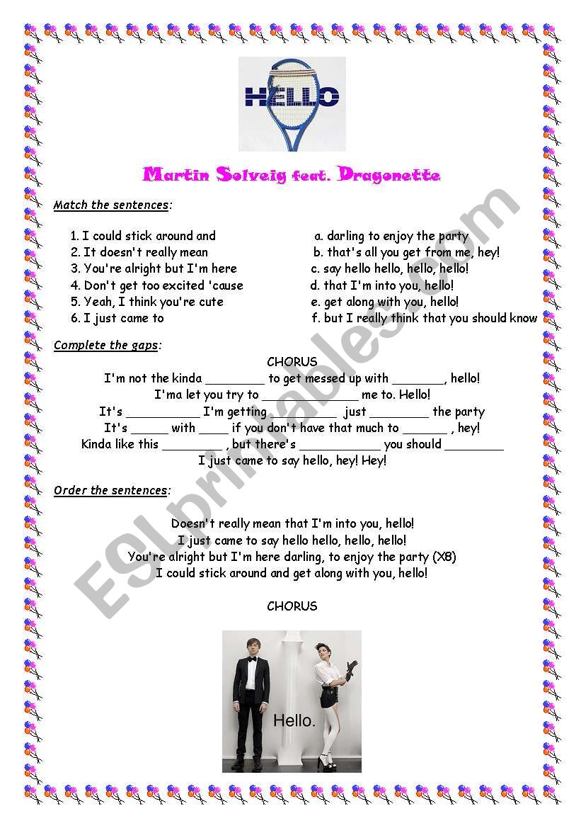 Hello - Martin Solveig worksheet