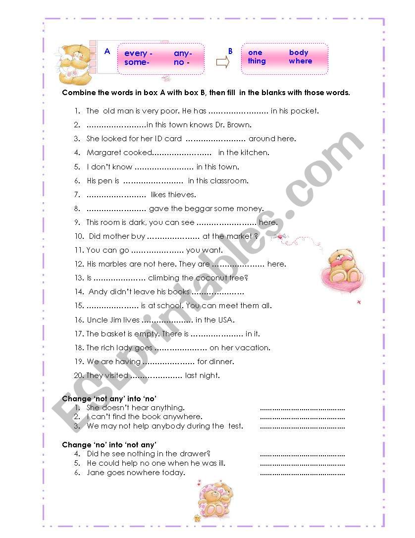 Indefinite Pronouns ESL Worksheet By Allbright