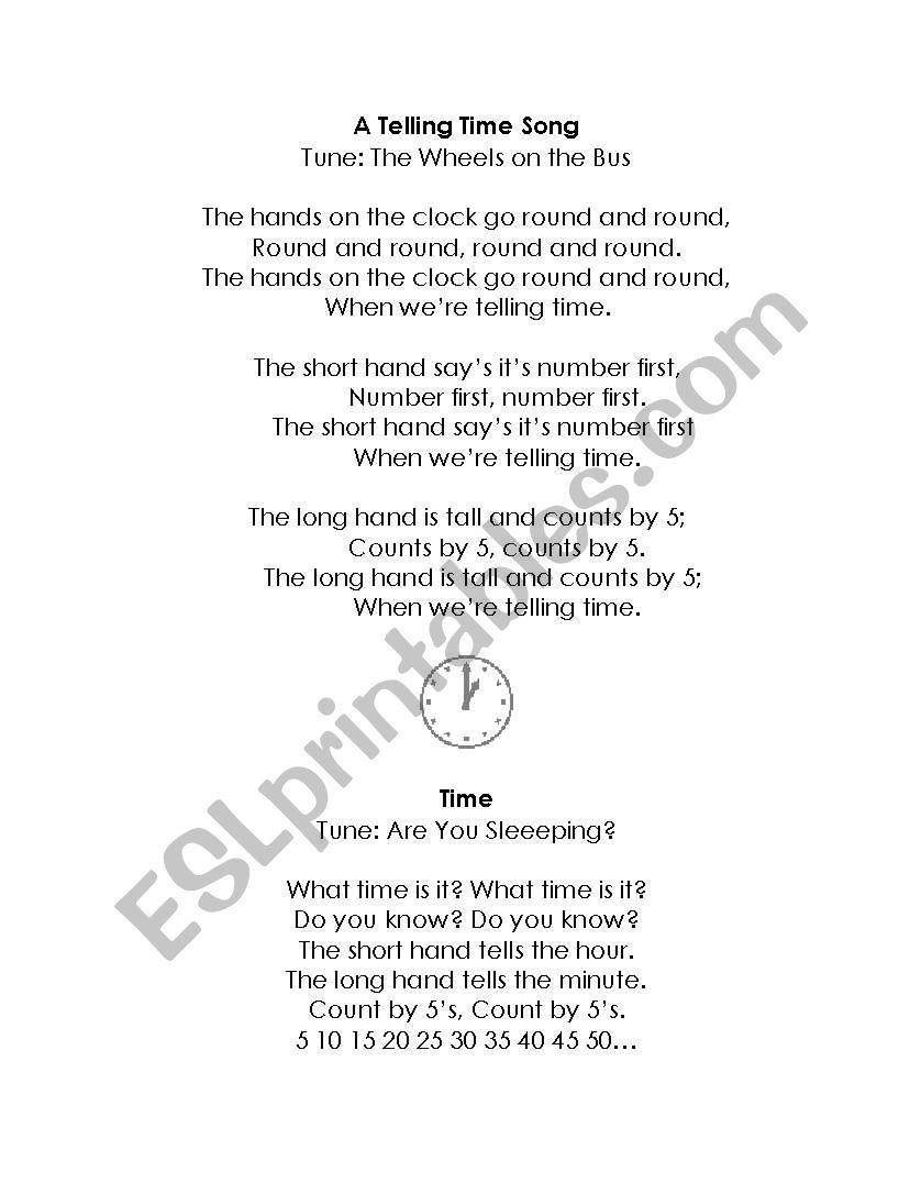 Teaching Time Songs & Poems worksheet