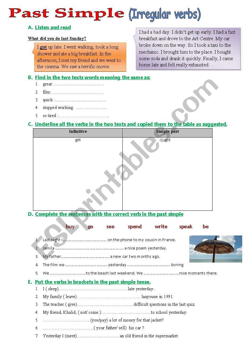 Past Simple ( irregular verbs ) 2