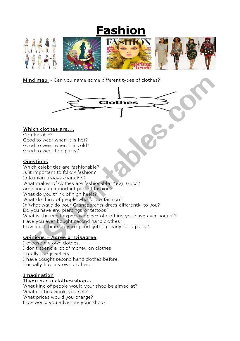 Fashion worksheet