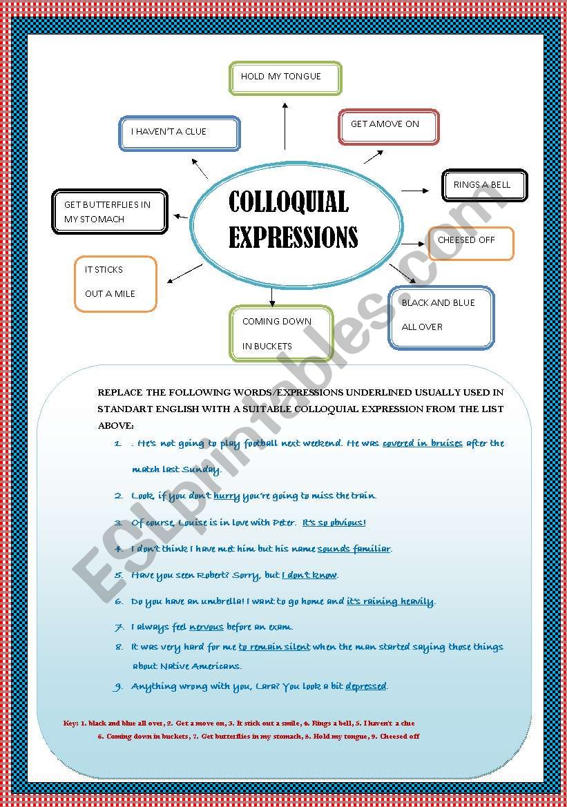 COLLOQUIAL EXPRESSIONS worksheet