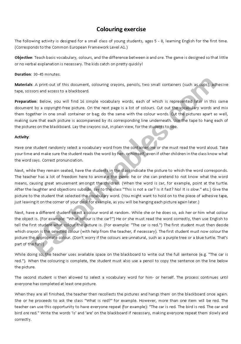 Colouring Exercise worksheet