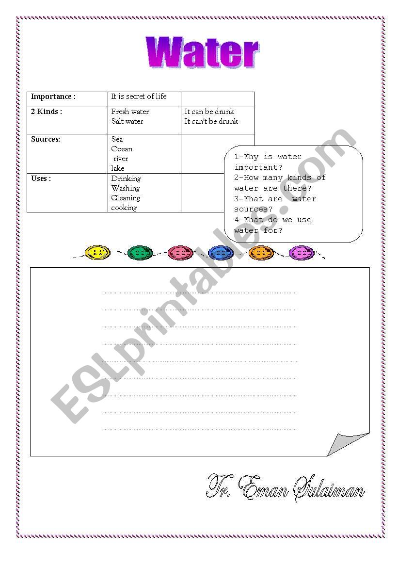 Water worksheet