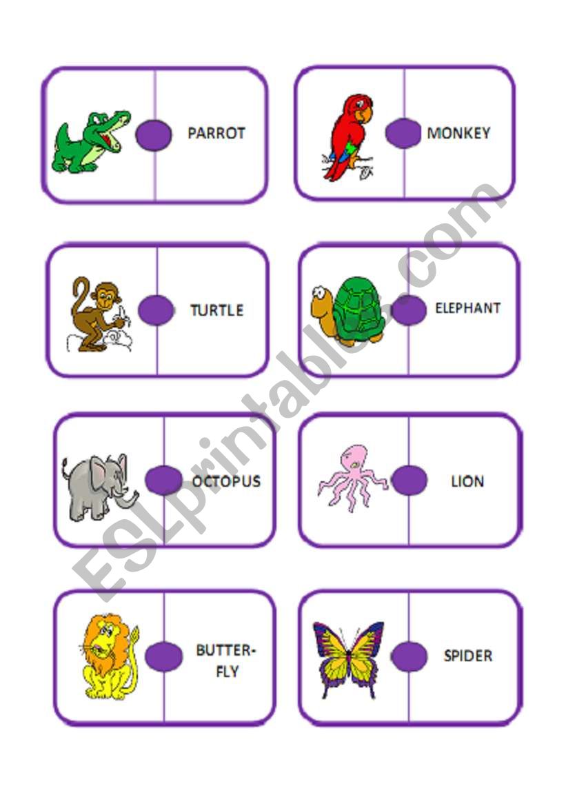 Animals dominoes worksheet