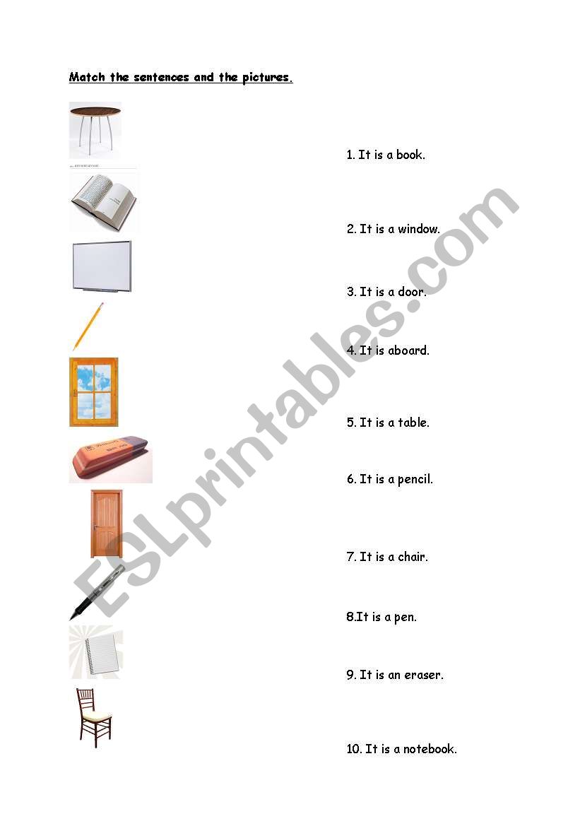 common objects worksheet