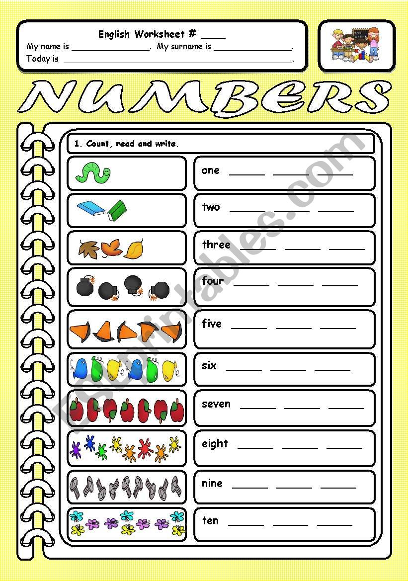 Numbers 1-10 worksheet