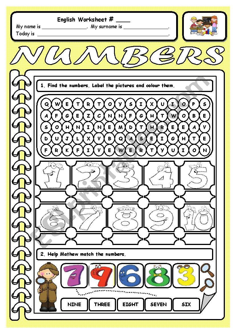 Numbers worksheet