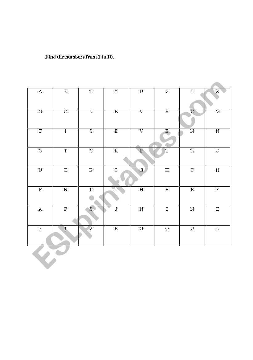 numbers from1 to 10 worksheet