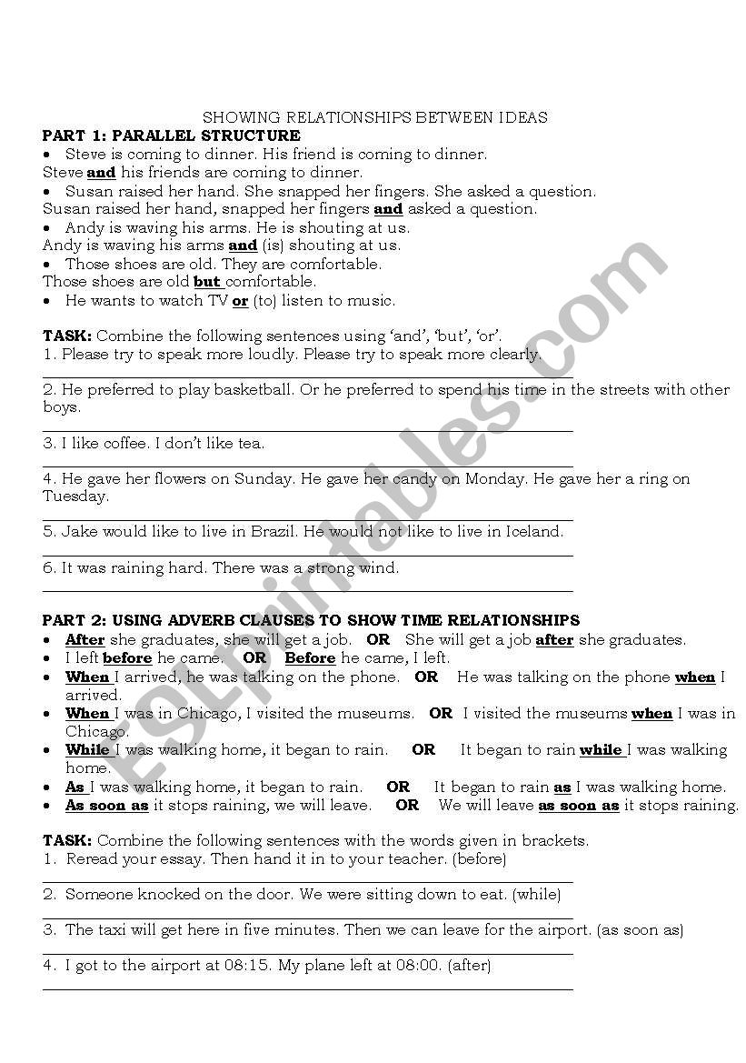 LINKERS worksheet