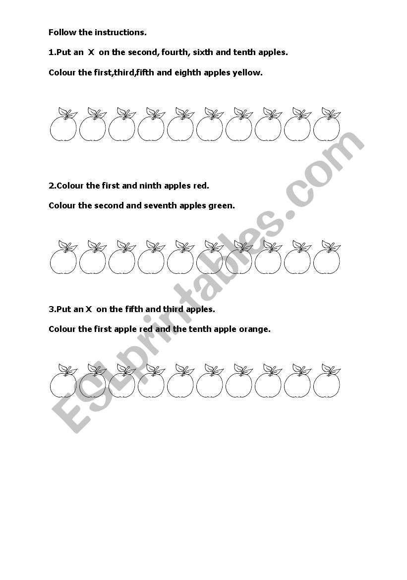 ORDINAL NUMBERS worksheet