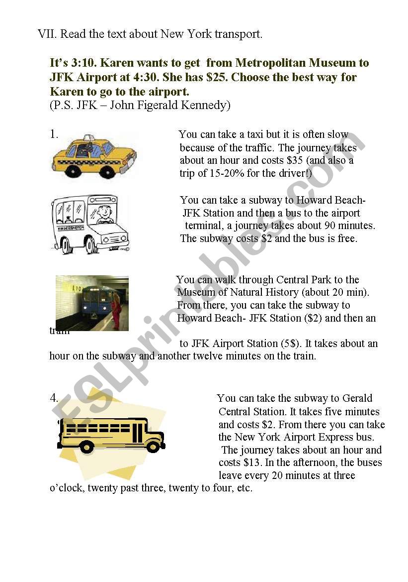 Transport Means (part 2) worksheet