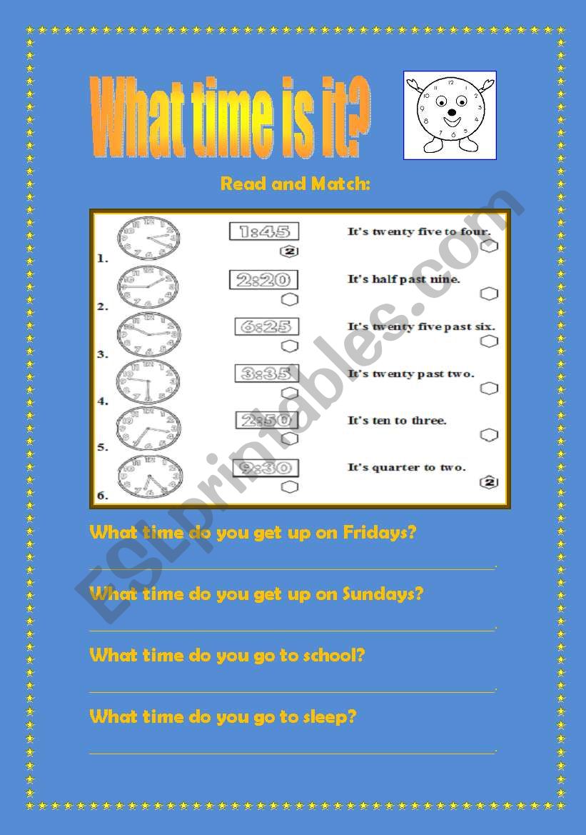 What time is it? worksheet