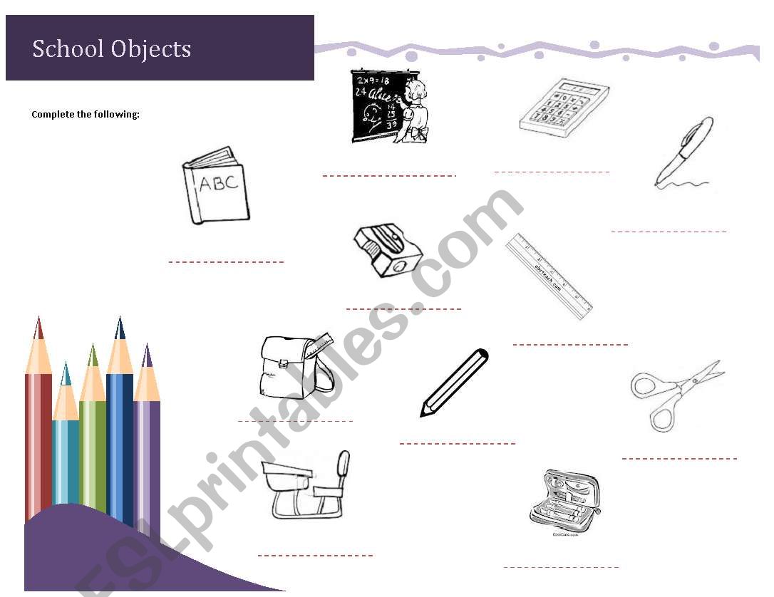 School Supplies worksheet