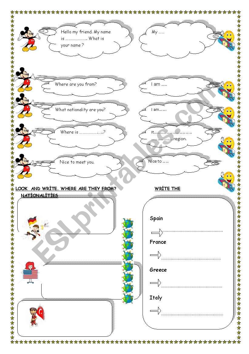 Nationalities worksheet