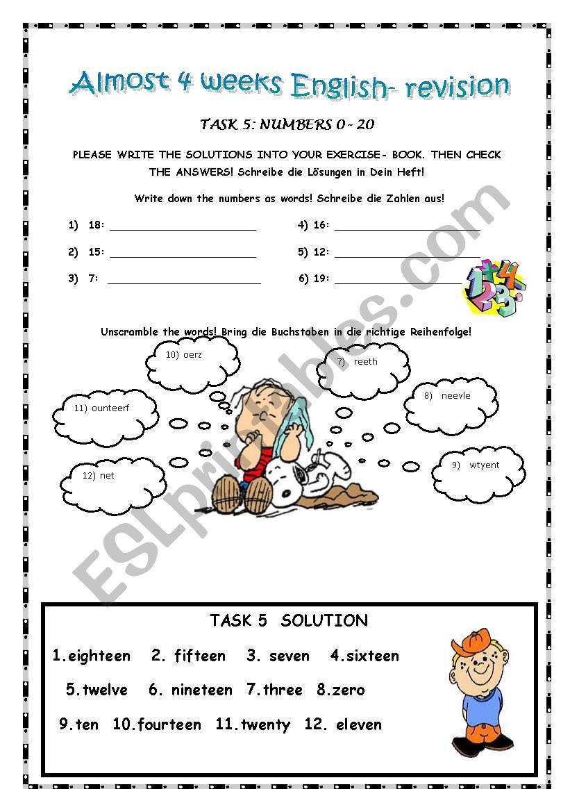 Revision for real beginners5 worksheet