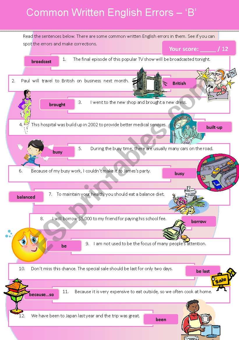 Common Written English Errors 4 - Â´BÂ´