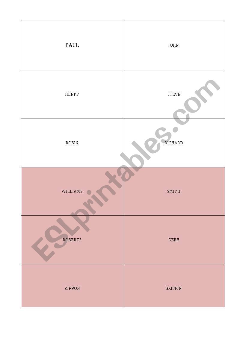Introduction cards worksheet