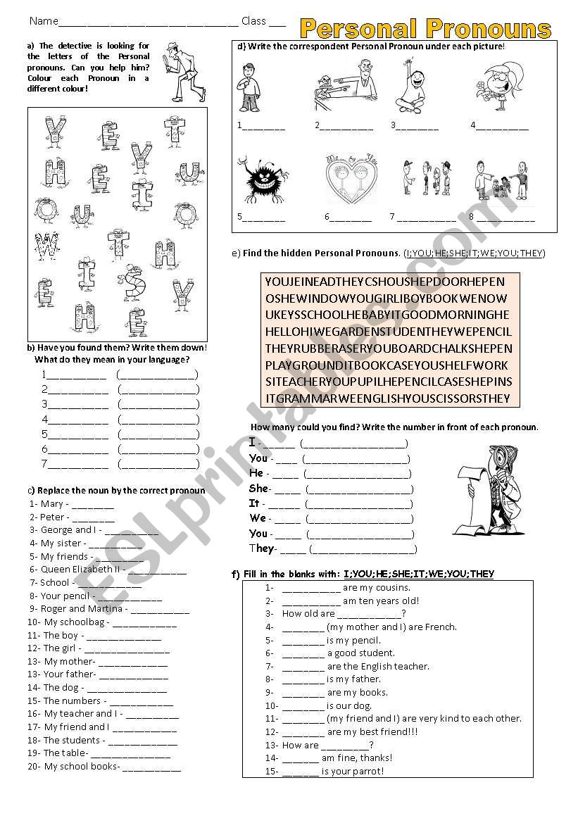 Personal Pronouns (Subject) worksheet