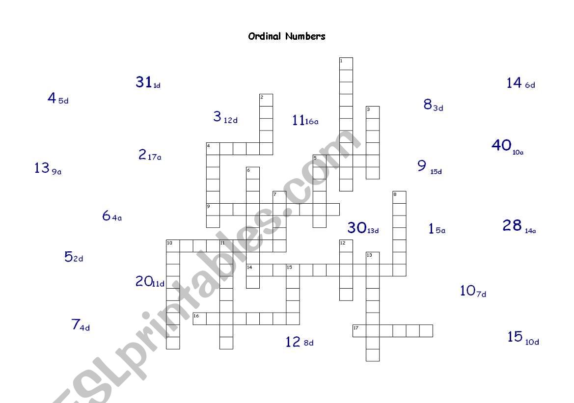 this time it is ordinal numbers not ordinary numbers