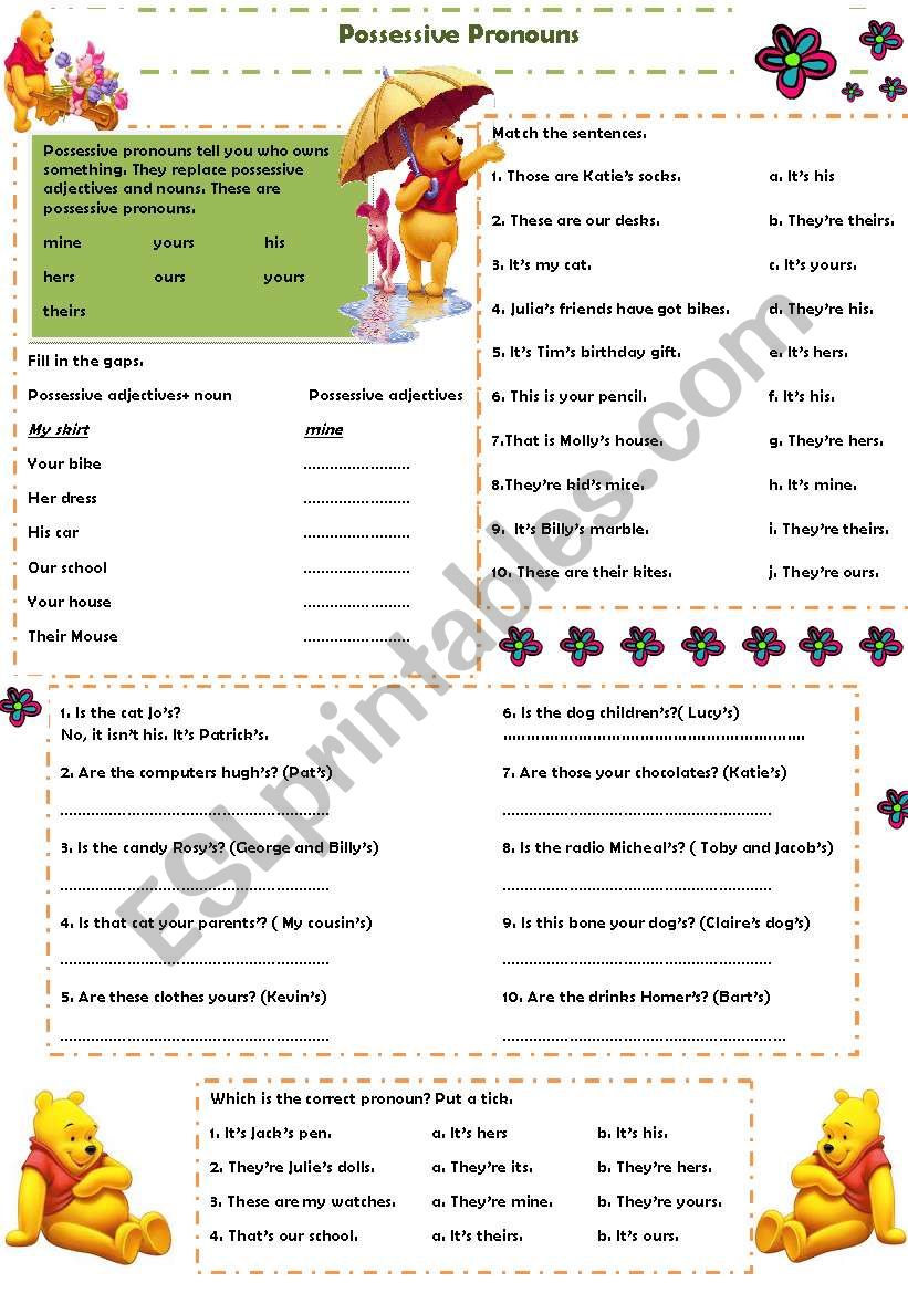 Possessive Pronouns worksheet