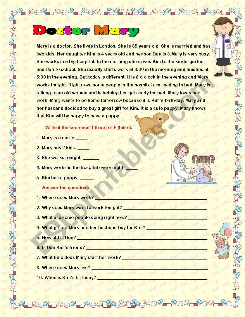 Doctor MARY worksheet