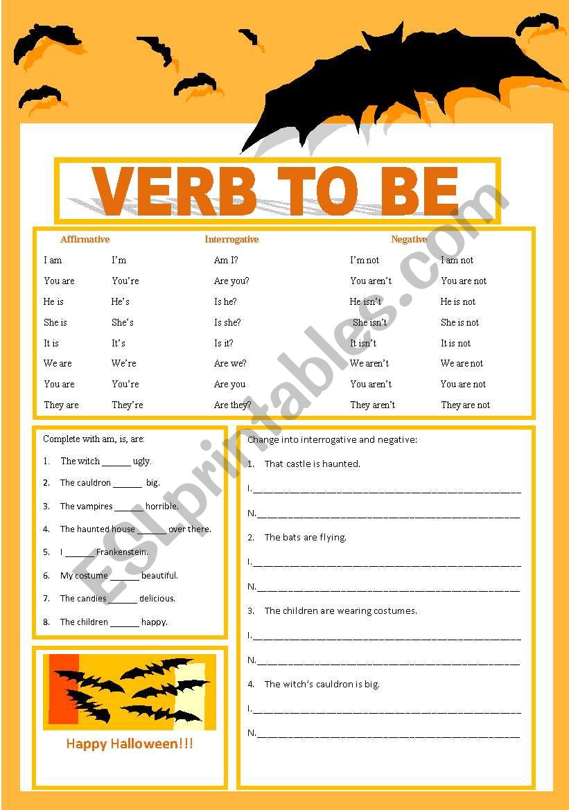 verb to be worksheet