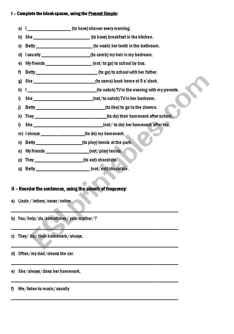 simple present and adverbs of frequency