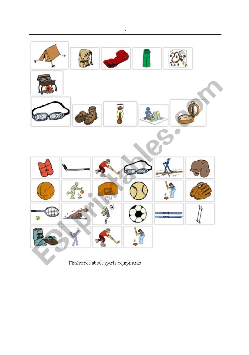 sports equipments worksheet