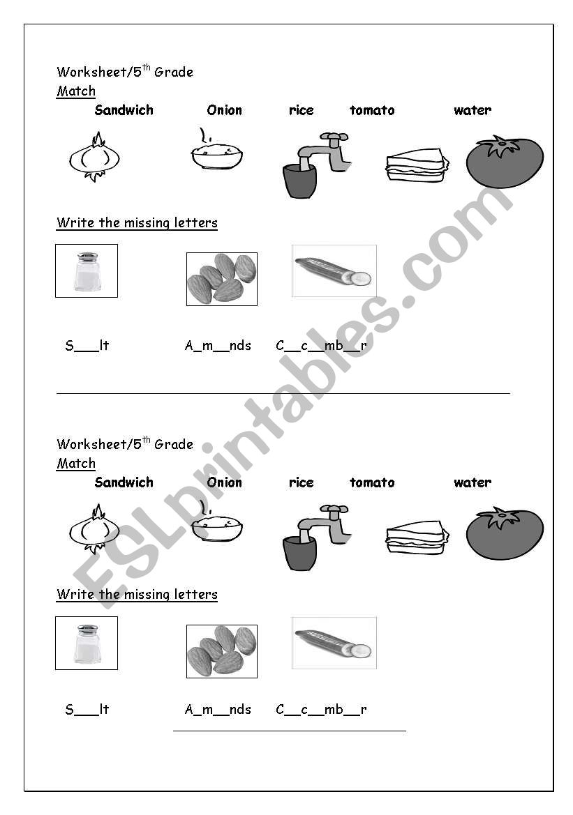 food worksheet