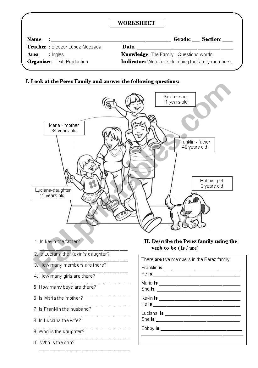 The Family worksheet