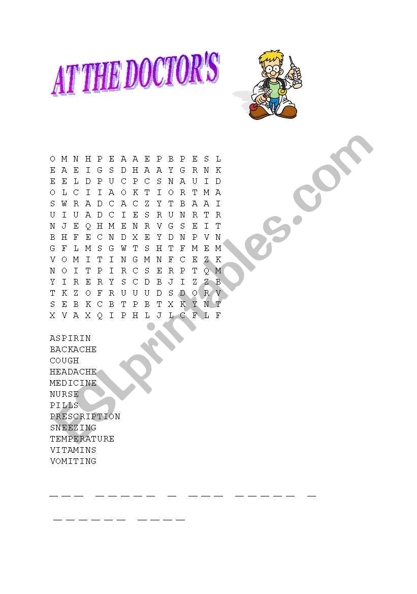 aT THE DOCTORS (WORD SEARCH WITH APROVERB)