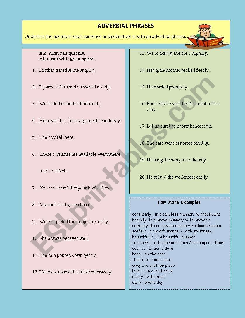 Adverbial Phrases worksheet