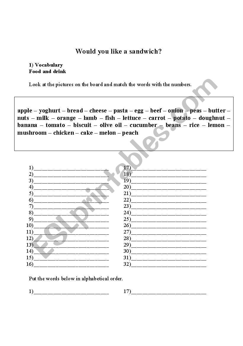 Lesson about countable and uncountable food