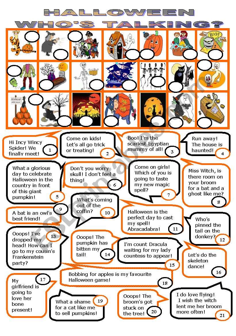 HALLOWEEN.WHOS TALKING/16 worksheet