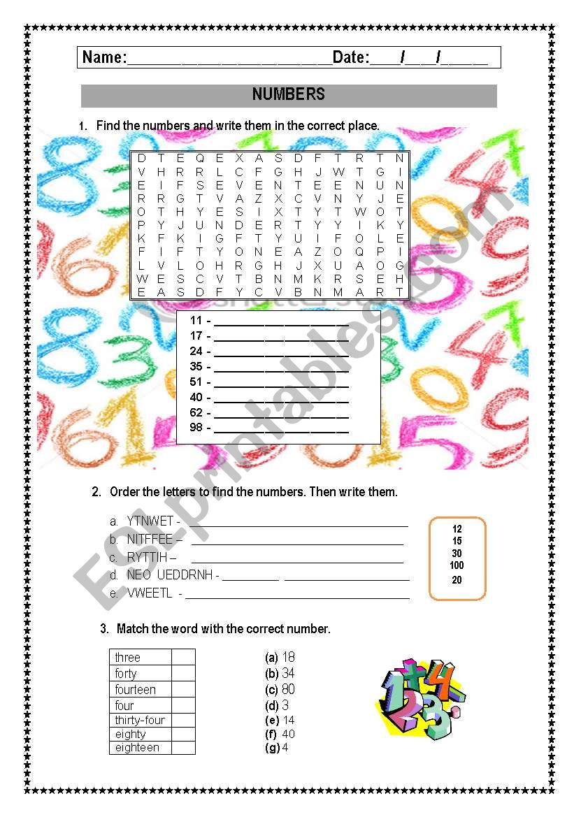 Numbers worksheet